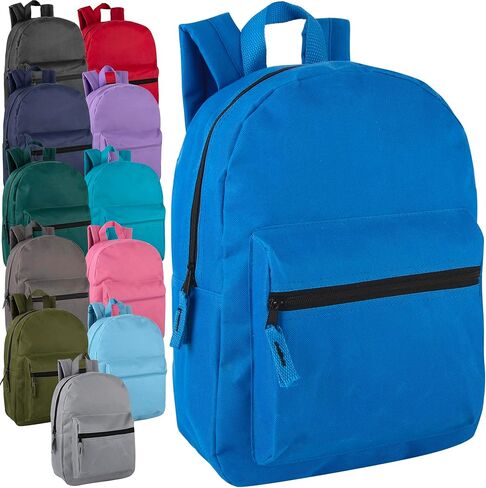 Trail maker Wholesale 15 Inch Kids Backpacks in Bulk With Padded Straps, 24 Pack Small Backpacks for Kids Bulk (12 Color Assortment #2) in Kuwait