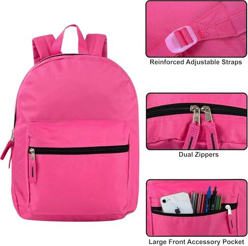 Trail maker Wholesale 15 Inch Kids Backpacks in Bulk With Padded Straps, 24 Pack Small Backpacks for Kids Bulk (12 Color Assortment #2) in Kuwait