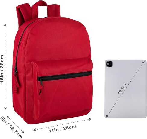 Trail maker Wholesale 15 Inch Kids Backpacks in Bulk With Padded Straps, 24 Pack Small Backpacks for Kids Bulk (12 Color Assortment #2) in Kuwait