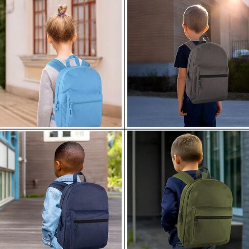 Trail maker Wholesale 15 Inch Kids Backpacks in Bulk With Padded Straps, 24 Pack Small Backpacks for Kids Bulk (12 Color Assortment #2) in Kuwait