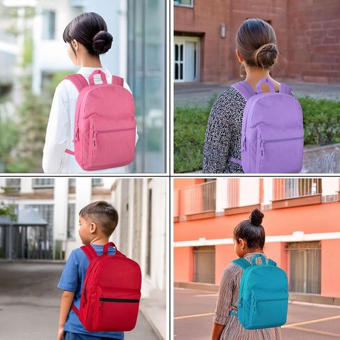 Trail maker Wholesale 15 Inch Kids Backpacks in Bulk With Padded Straps, 24 Pack Small Backpacks for Kids Bulk (12 Color Assortment #2) in Kuwait