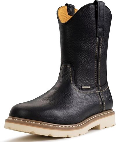 SUREWAY Men's 10" Waterproof Steel-Toe Wellington Work Boot,Full Grain Oil Crazy Horse Leather,Pull On Industrial Safety boot,Comfortable No Rubbing of Feet,Superior Oil/Slip Resistant,EH Rated in Saudi Arabia