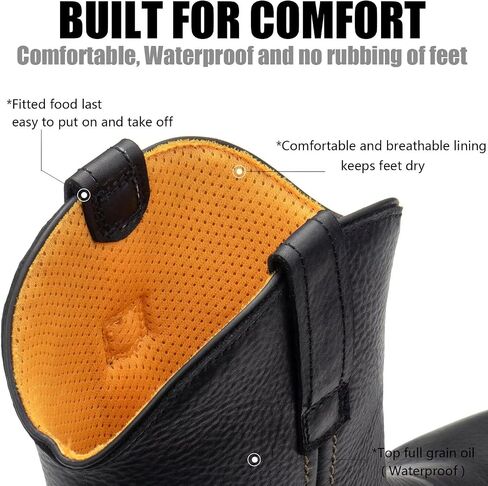 SUREWAY Men's 10" Waterproof Steel-Toe Wellington Work Boot,Full Grain Oil Crazy Horse Leather,Pull On Industrial Safety boot,Comfortable No Rubbing of Feet,Superior Oil/Slip Resistant,EH Rated in Saudi Arabia