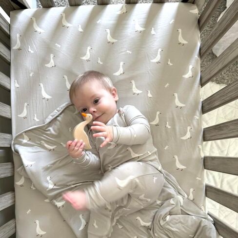 gunamuna Crib Sheet – Ultra-Soft, Breathable Fitted Sheet for Standard Cribs, Cozy Sleep Surface for Babies and Toddlers, Goose in Saudi Arabia