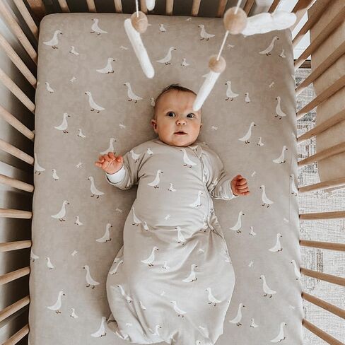 gunamuna Crib Sheet – Ultra-Soft, Breathable Fitted Sheet for Standard Cribs, Cozy Sleep Surface for Babies and Toddlers, Goose in Saudi Arabia