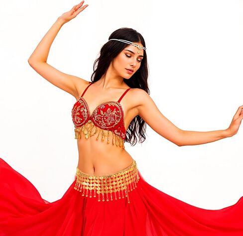Coins Belly Dance Hip Scarf Belt Belly Dancing Coins Skirts Chain Belt Women's Bellys Dance Tower Shape Metal Hip Scarf Adjustable Coin Belts Chain for Bellydance Halloween Costume Accessory Gold in Saudi Arabia