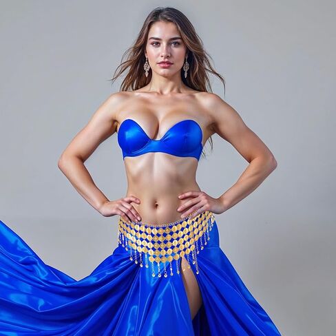 Coins Belly Dance Hip Scarf Belt Belly Dancing Coins Skirts Chain Belt Women's Bellys Dance Tower Shape Metal Hip Scarf Adjustable Coin Belts Chain for Bellydance Halloween Costume Accessory Gold in Saudi Arabia