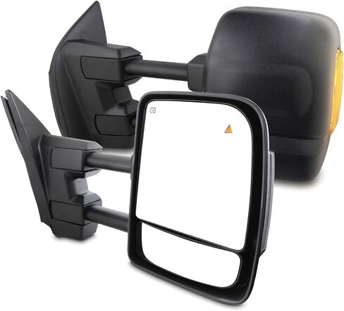 AKKON - Fit Titan 2017-2021 Power Towing Mirror w/Heated LED Turn Signal Puddle Light - Blind Spot Detection - Passenger + Driver Black in Kuwait