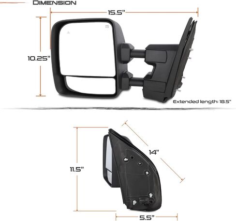 AKKON - Fit Titan 2017-2021 Power Towing Mirror w/Heated LED Turn Signal Puddle Light - Blind Spot Detection - Passenger + Driver Black in Kuwait