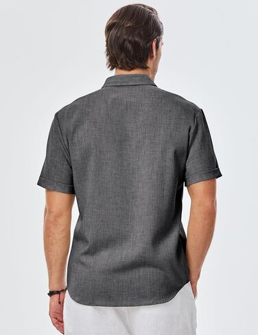 JMIERR Men's Casual Stylish Short Sleeve Button-Up Striped Dress Shirts Cotton Beach Shirt in Saudi Arabia