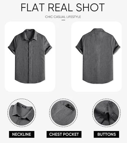JMIERR Men's Casual Stylish Short Sleeve Button-Up Striped Dress Shirts Cotton Beach Shirt in Saudi Arabia