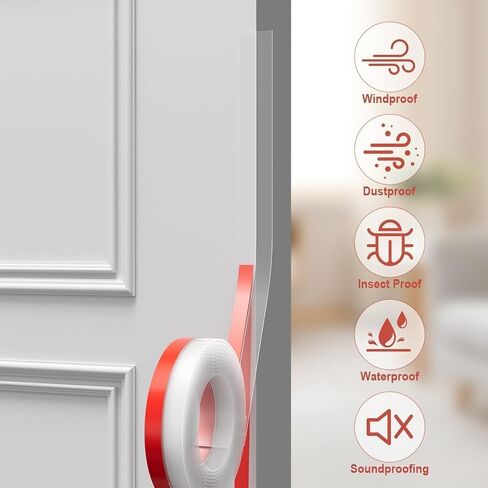 Weather Stripping Door Seal, 2 inch Silicone Door Weather Stripping Door Seal Strip, Side and Bottom Gaps Insulation Strip for Door Frame, Window(20ft) in Saudi Arabia