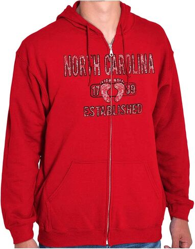 Brisco Brands North Carolina Footprint Stencil Cool Zip Up Hoodie Mens Womens in Saudi Arabia