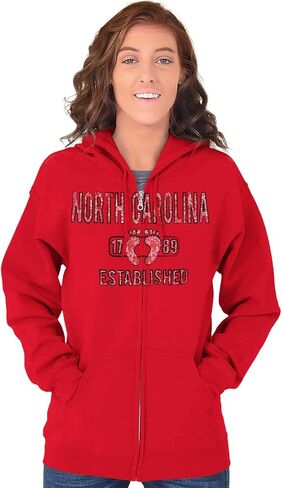 Brisco Brands North Carolina Footprint Stencil Cool Zip Up Hoodie Mens Womens in Saudi Arabia