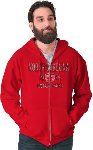 Brisco Brands North Carolina Footprint Stencil Cool Zip Up Hoodie Mens Womens in Saudi Arabia