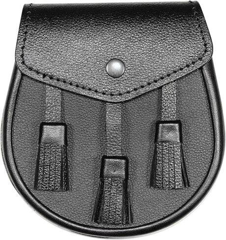Scottish Leather Sporran for Kilt – Traditional Dress Sporran with Button or Thistle Badge – Black | Brown in Kuwait