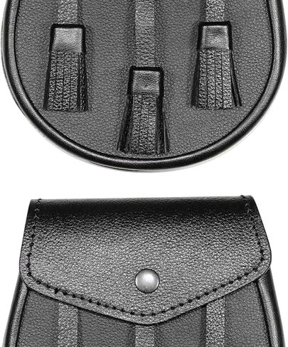 Scottish Leather Sporran for Kilt – Traditional Dress Sporran with Button or Thistle Badge – Black | Brown in Kuwait