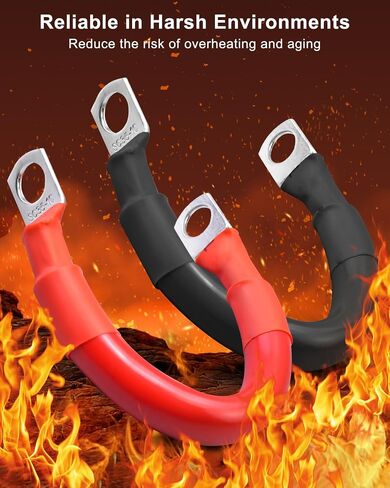 12PCS 2AWG Battery Cable with 5/16'' Terminal Blocks, 6 Red and 6 Black Cable Set for Solar RV Car Motorcycle, Thin Copper Power Inverter Wire Set in Saudi Arabia