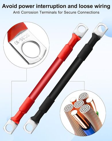 12PCS 2AWG Battery Cable with 5/16'' Terminal Blocks, 6 Red and 6 Black Cable Set for Solar RV Car Motorcycle, Thin Copper Power Inverter Wire Set in Saudi Arabia