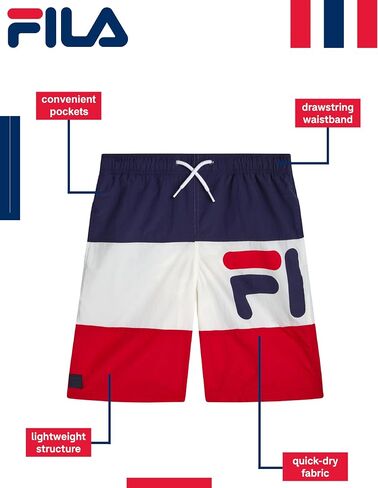 Fila Boys Swim Trunks - Breathable Lightweight Boys Swim Shorts with Drawstrings - Active Shorts Swimwear (Sizes: S-XL) in Saudi Arabia