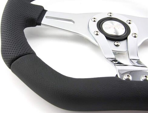Momo TRK-R35BK0B Trek-R 350 mm Leather Steering Wheel, Black in Saudi Arabia