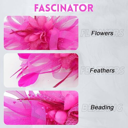 Women's Fascinators Feathers Mesh Ribbons Tea Party Hats with Headband and Clip Fascinator Hat (White) in Kuwait