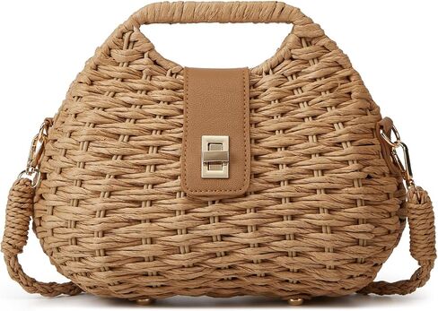 Handmade Straw Woven Bag Beach Clutch Purses Women Vacation Shell Shoulder Crossbody Summer Dumpling Handbag Basket Tote in Saudi Arabia