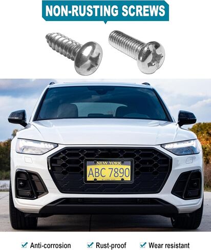 License Plate Covers Frames- 2 Sets Car Plate Protectors, Clear Bubble Tag Plate Cover & Black Plastic Holder for Front Rear, with Screws Caps in Saudi Arabia
