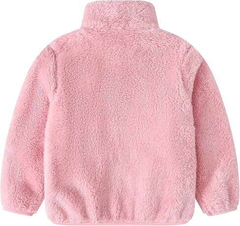 RKSTN Kids Fall Winter Coat Zip Up Fleece Jacket with Pockets Warm Plush Outwear Boys Girls Stand-Up Collar Cute Tops in Saudi Arabia