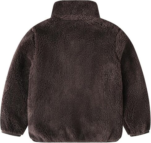 RKSTN Kids Fall Winter Coat Zip Up Fleece Jacket with Pockets Warm Plush Outwear Boys Girls Stand-Up Collar Cute Tops in Saudi Arabia