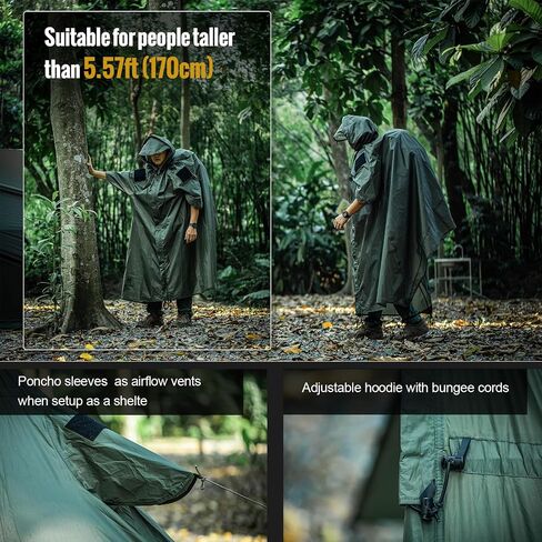 ONETIGRIS TENTSFORMER Hooded Poncho 4-in-1 Raincoat, Backpack Rain Cover, Half Teepee Tent and Tarp Shelter in Saudi Arabia