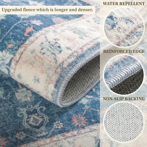 سجادة منطقة 5 × 7 مطبوعة قابلة للغسل لغرفة المعيشة سجادة أرضية غير قابلة للانزلاق سجادة بوهو عتيقة ناعمة طاردة للماء كومة منخفضة لغرفة النوم، المدخل، المطبخ، وردي فاتح داخلي in Kuwait