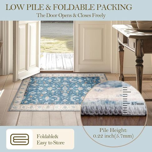 سجادة منطقة 5 × 7 مطبوعة قابلة للغسل لغرفة المعيشة سجادة أرضية غير قابلة للانزلاق سجادة بوهو عتيقة ناعمة طاردة للماء كومة منخفضة لغرفة النوم، المدخل، المطبخ، وردي فاتح داخلي in Kuwait