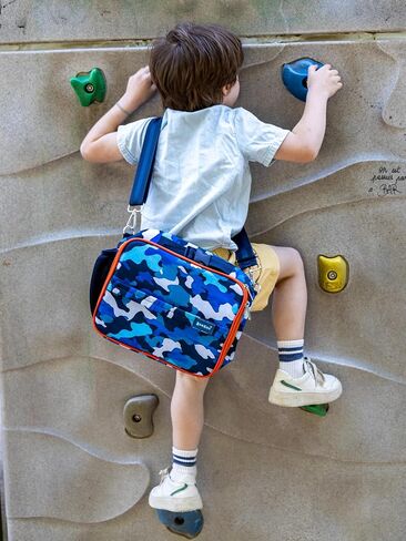 حقيبة غداء Yumbox Kids ، تحمل صندوق الغداء وزجاجة ماء ، 3 طرق للحمل ، الإغلاق بسحاب ، داخل شبكات السوستة ، ومسح نسيج نظيف مع بطانة EVA لعزل إضافي ، وأزهار الخشخاش in Kuwait