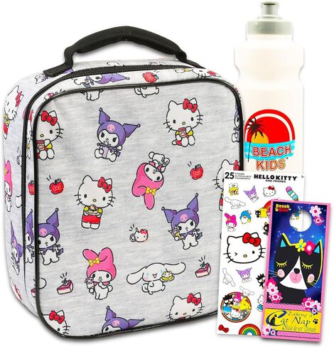Hello Kitty و Friends Lunch Bag for Girls - حزمة مع صندوق غداء Sanrio يضم My Melody و Kuromi و Cinnamoroll Plus ملصقات وزجاجة ماء | Hello Kitty Lunchbox for Kids ، Girls in Kuwait