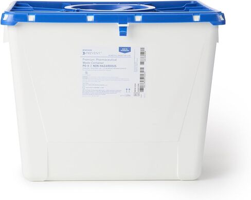 McKesson Prevent Pharmaceutical Sharps Container, Premium - PG-II, Non-Hazardous, Plastic, Vertical Entry, Rotating Lid - 8 gal, 13 in x 17 3/10 in x 13 1/2 in, 1 Count in Saudi Arabia