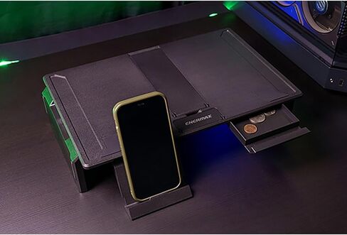 حامل كمبيوتر محمول للألعاب من إنرماكس، حامل كمبيوتر محمول 360 درجة قابل لضبط الارتفاع مع إضاءة RGB، حامل لأجهزة الكمبيوتر المحمولة من 10 إلى 17.3 بوصة، حامل كمبيوتر لوحي مع تهوية للمكتب، أسود (ELS001) in Kuwait