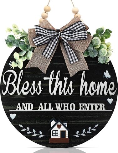 3D Bless This Home And All Who Enter Wooden front Door Signs for Home,Door Decorations Hanging,Christian Home Porch Wall Decor,Jesus Home Decor,Christmas New Home Gift,House Warming Gifts New Home in Saudi Arabia
