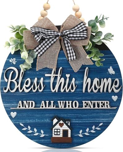 3D Bless This Home And All Who Enter Wooden front Door Signs for Home,Door Decorations Hanging,Christian Home Porch Wall Decor,Jesus Home Decor,Christmas New Home Gift,House Warming Gifts New Home in Saudi Arabia