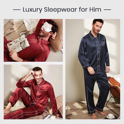 LilySilk Silk Pajamas Set for Men Christmas Most Comfortable Sleepwear in Saudi Arabia