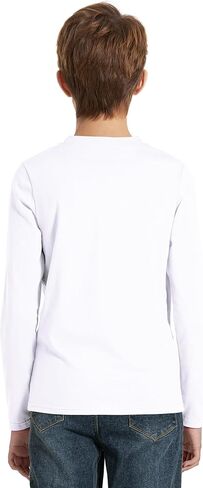 3 Pack Boys Long Sleeve Shirts Girls Cotton Crewneck T-Shirts Kids Basic Soft Long Sleeve Tees Top 5-13 Years in Kuwait