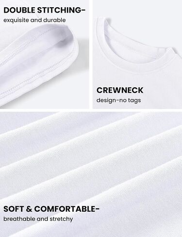 3 Pack Boys Long Sleeve Shirts Girls Cotton Crewneck T-Shirts Kids Basic Soft Long Sleeve Tees Top 5-13 Years in Kuwait