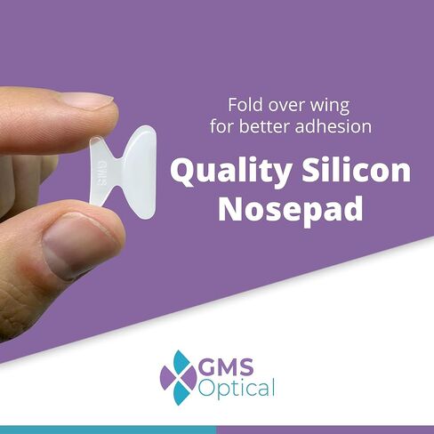 GMS Optical 1.8mm Reg-thin/18mm Long Length- Adhesive Butterfly Contoured Shape Anti-Slip Silicone Eyeglass Nose Pads, Non-Slip Nose Pads for Glasses, For Sunglass Nose Pads Replacement -10 Pair Clear in Kuwait