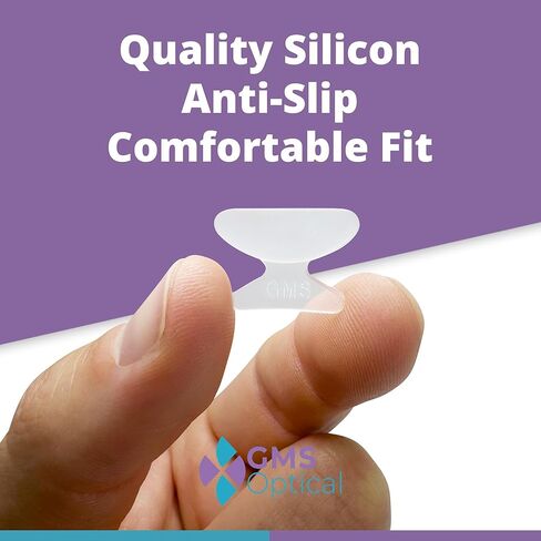 GMS Optical 1.8mm Reg-thin/18mm Long Length- Adhesive Butterfly Contoured Shape Anti-Slip Silicone Eyeglass Nose Pads, Non-Slip Nose Pads for Glasses, For Sunglass Nose Pads Replacement -10 Pair Clear in Kuwait