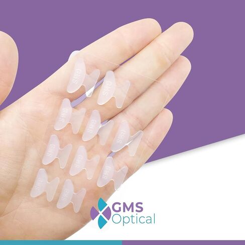 GMS Optical 1.8mm Reg-thin/18mm Long Length- Adhesive Butterfly Contoured Shape Anti-Slip Silicone Eyeglass Nose Pads, Non-Slip Nose Pads for Glasses, For Sunglass Nose Pads Replacement -10 Pair Clear in Kuwait