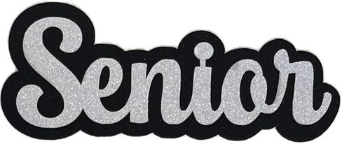 Senior Word Glitter Cut Out Die Cut Placard Embellishment for Prom, Homecoming, Graduation etc. (Silver/Purple, 3 Inch - 2 Count) in Kuwait