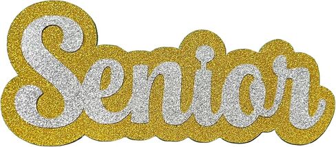 Senior Word Glitter Cut Out Die Cut Placard Embellishment for Prom, Homecoming, Graduation etc. (Silver/Purple, 3 Inch - 2 Count) in Kuwait