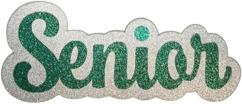 Senior Word Glitter Cut Out Die Cut Placard Embellishment for Prom, Homecoming, Graduation etc. (Silver/Purple, 3 Inch - 2 Count) in Kuwait