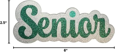 Senior Word Glitter Cut Out Die Cut Placard Embellishment for Prom, Homecoming, Graduation etc. (Silver/Purple, 3 Inch - 2 Count) in Kuwait
