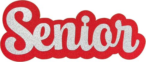 Senior Word Glitter Cut Out Die Cut Placard Embellishment for Prom, Homecoming, Graduation etc. (Silver/Purple, 3 Inch - 2 Count) in Kuwait